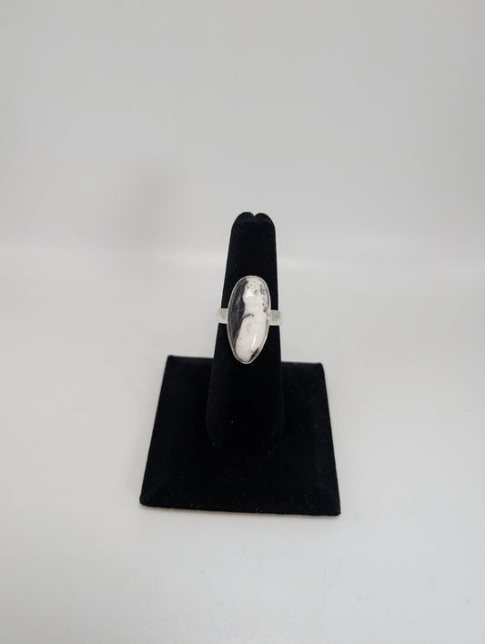 White Buffalo Turquoise Silver Ring