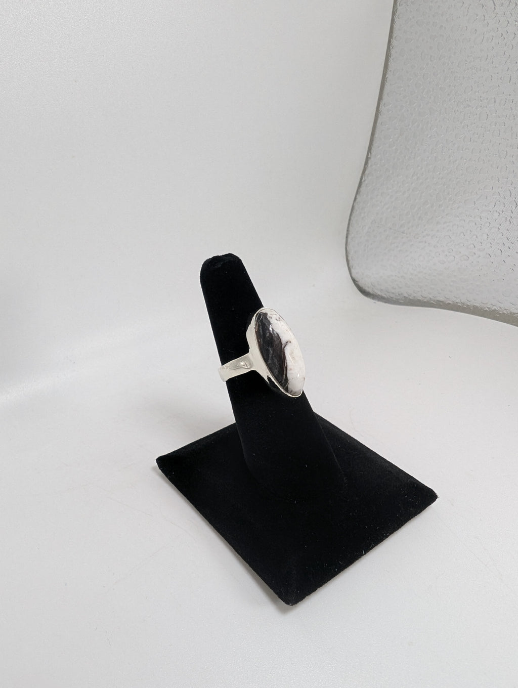 White Buffalo Turquoise Silver Ring