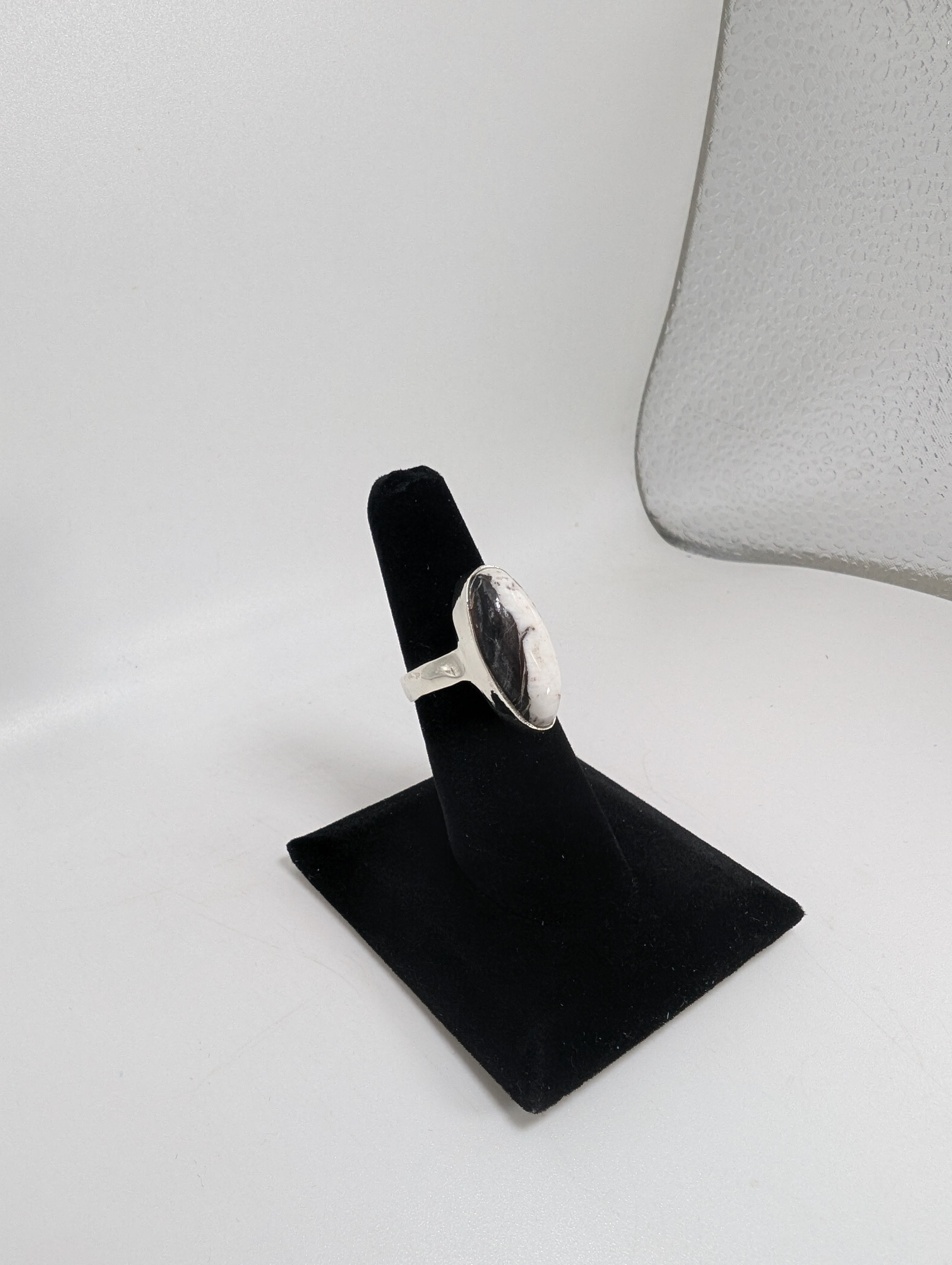 White Buffalo Turquoise Silver Ring