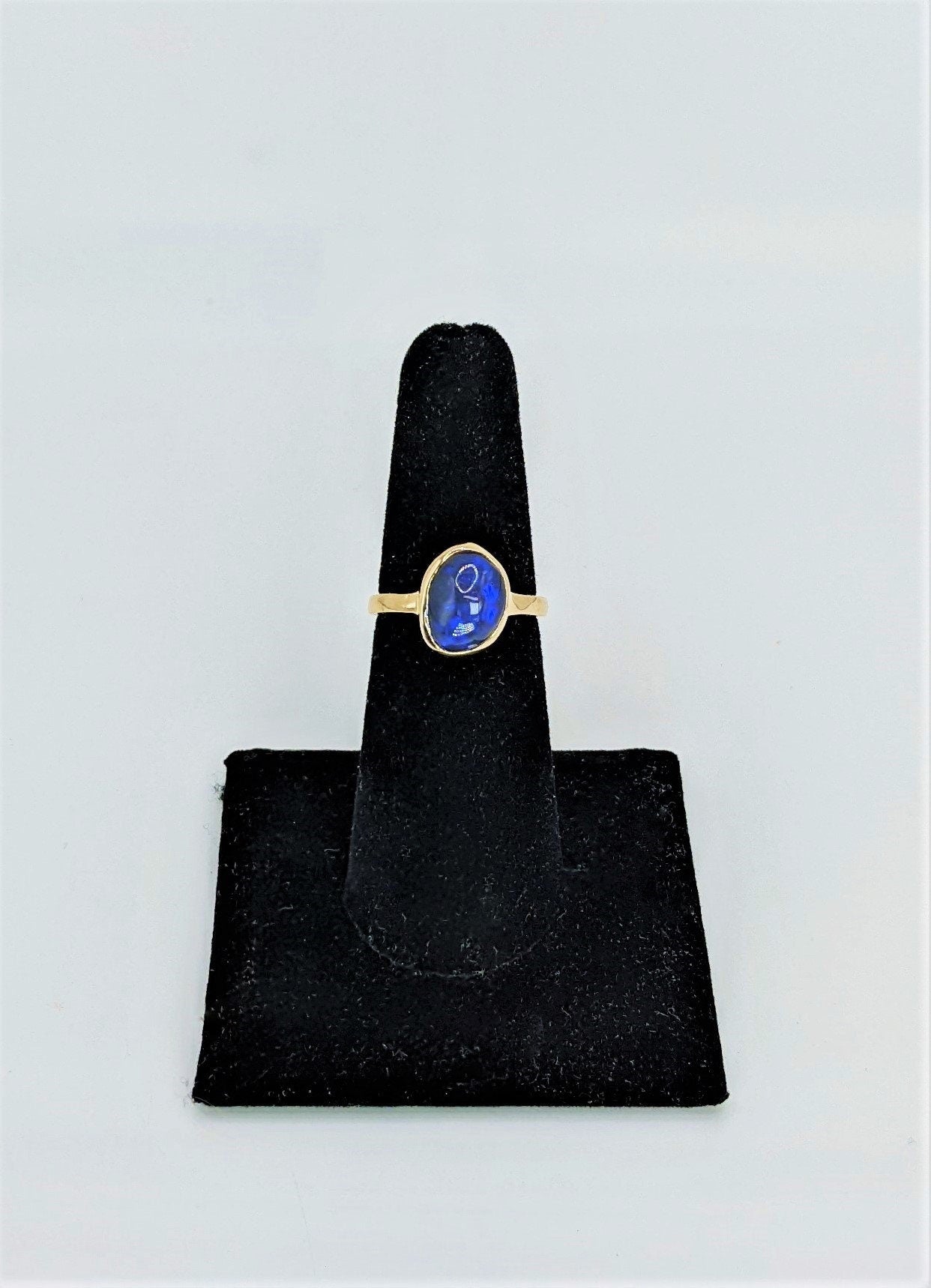 14K Solid Gold Black Opal Ring, Lightning Ridge Black Opal, Australian Black Opal