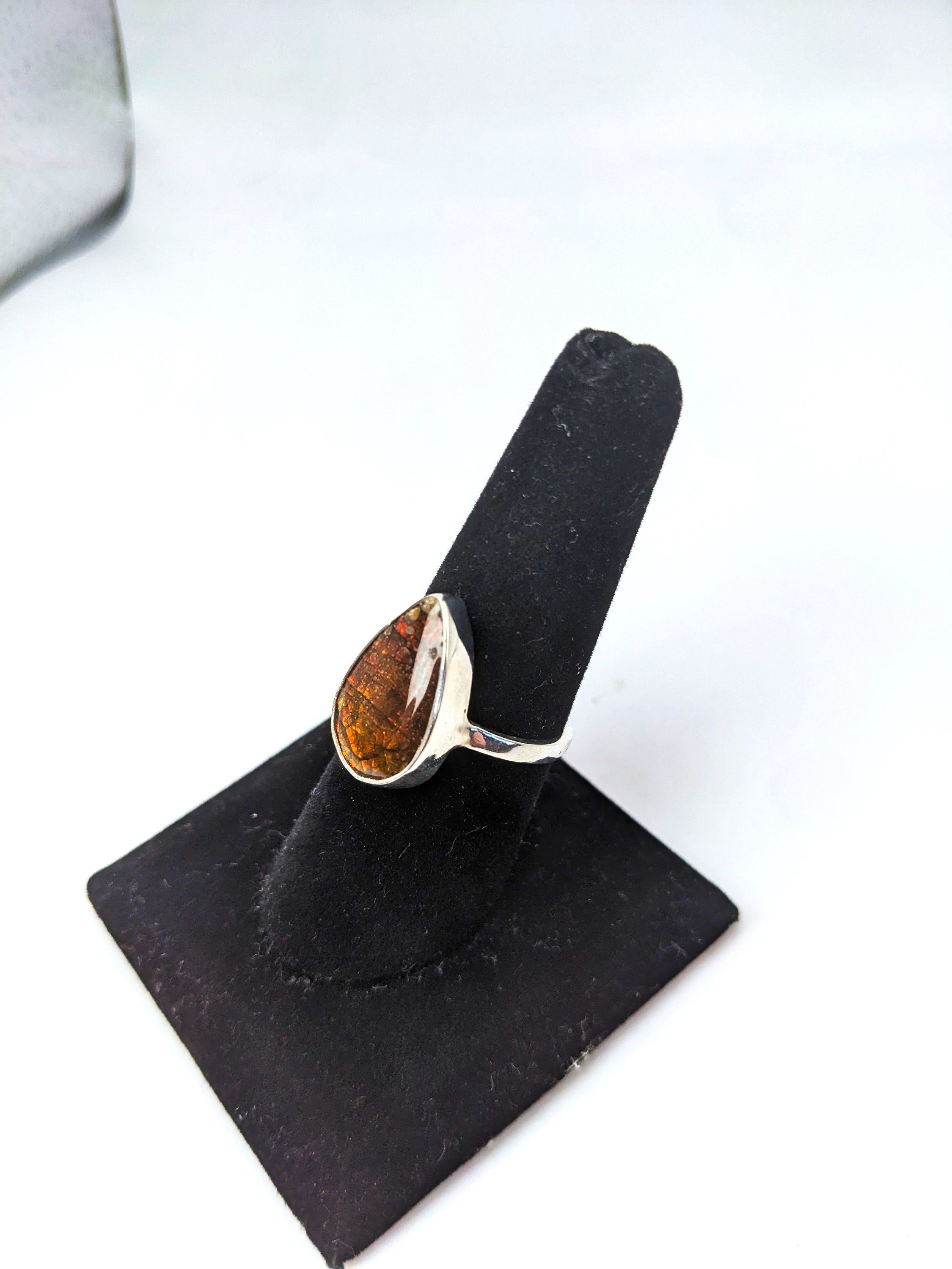 Opal Ammolite Ring .925 Silver