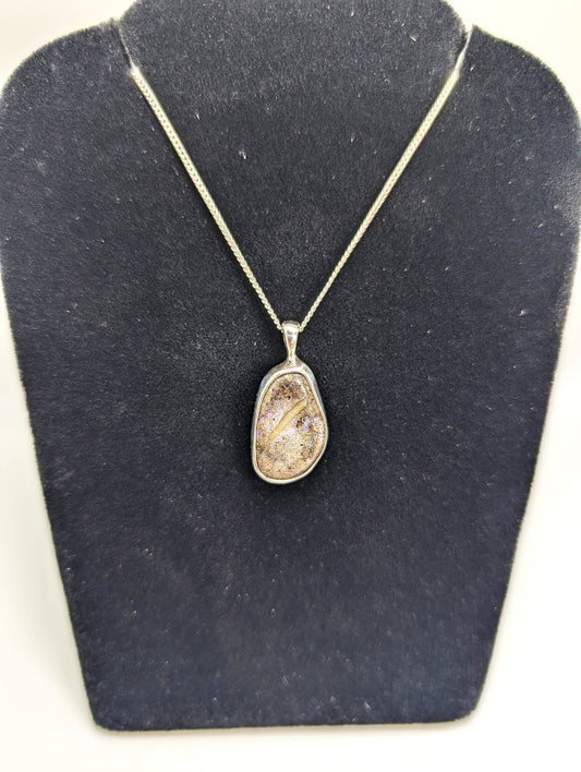 Andamooka Opal Silver Pendant